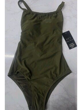 Modern Collective Olive Green One Piece Swimsuit Small Minimalist NWT WL9